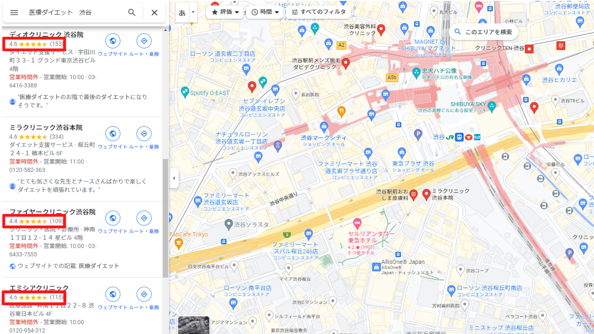 渋谷　医療ダイエット　マップ