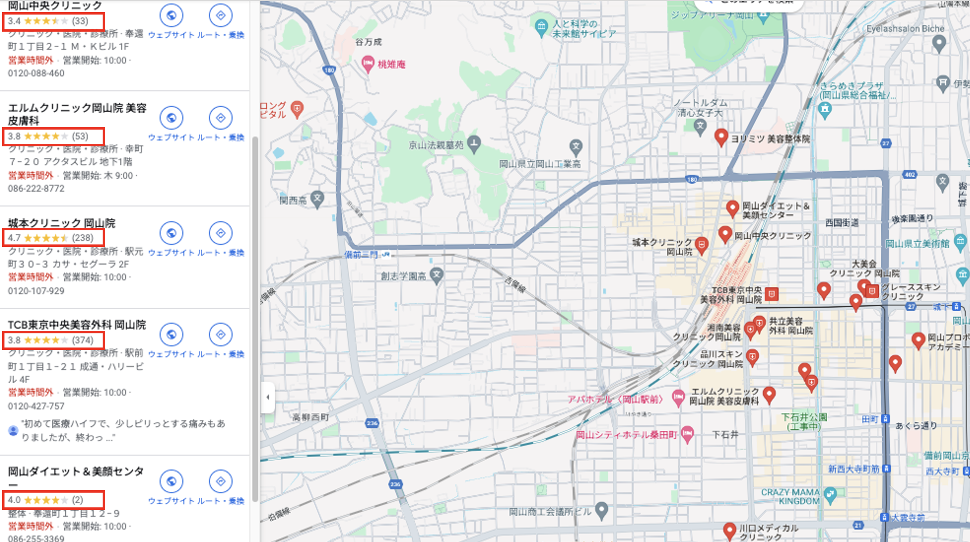 岡山　医療ダイエット　マップ