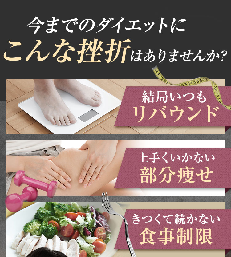 今までのダイエットにこんな挫折はありませんか？