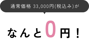 通常価格 33,000円(税込み)が なんと0円！