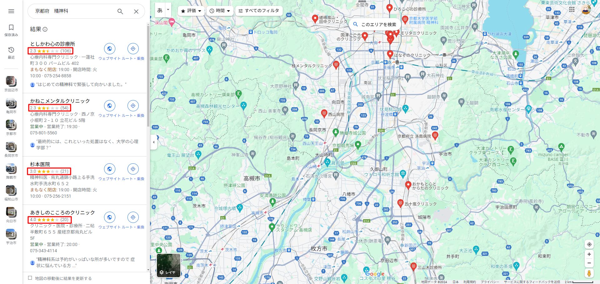 京都府-精神科-Google-マップ