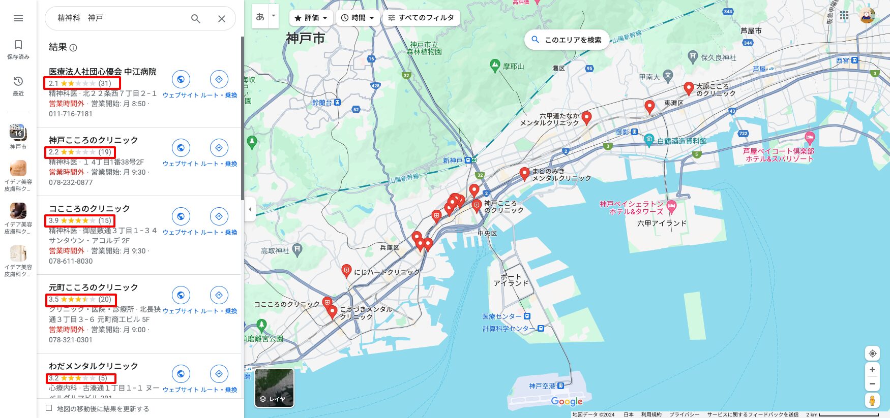 神戸の精神科マップ