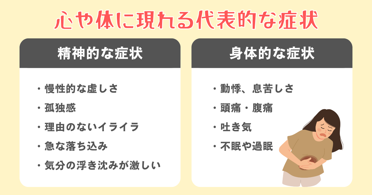 心や体に現れる代表的な症状