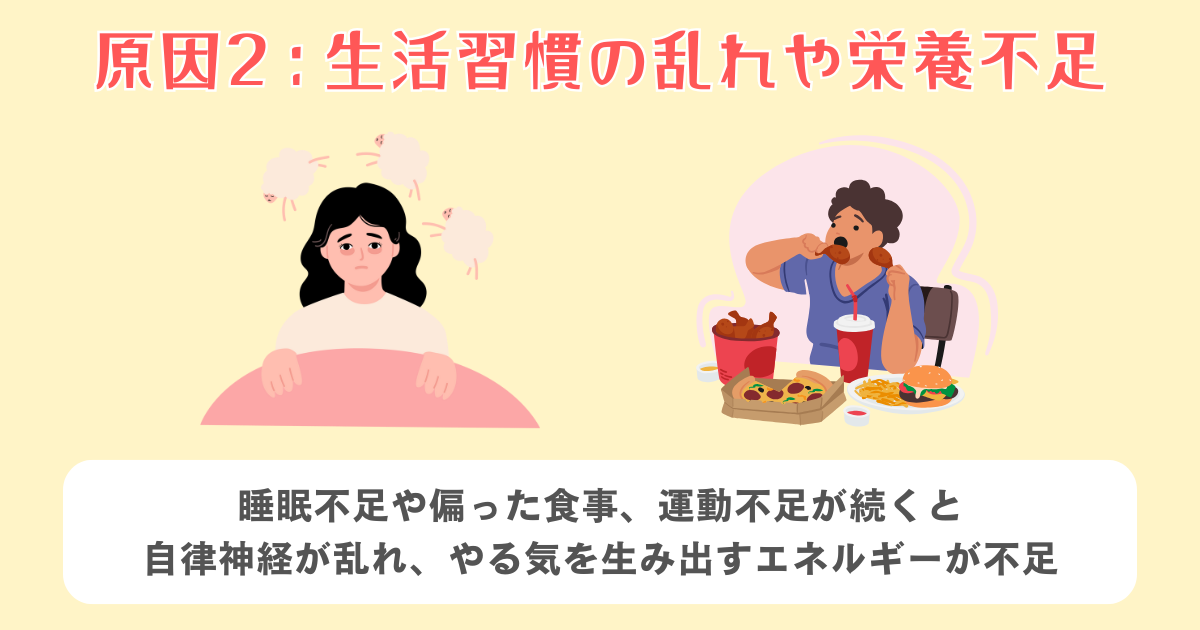 2：生活習慣の乱れや栄養不足