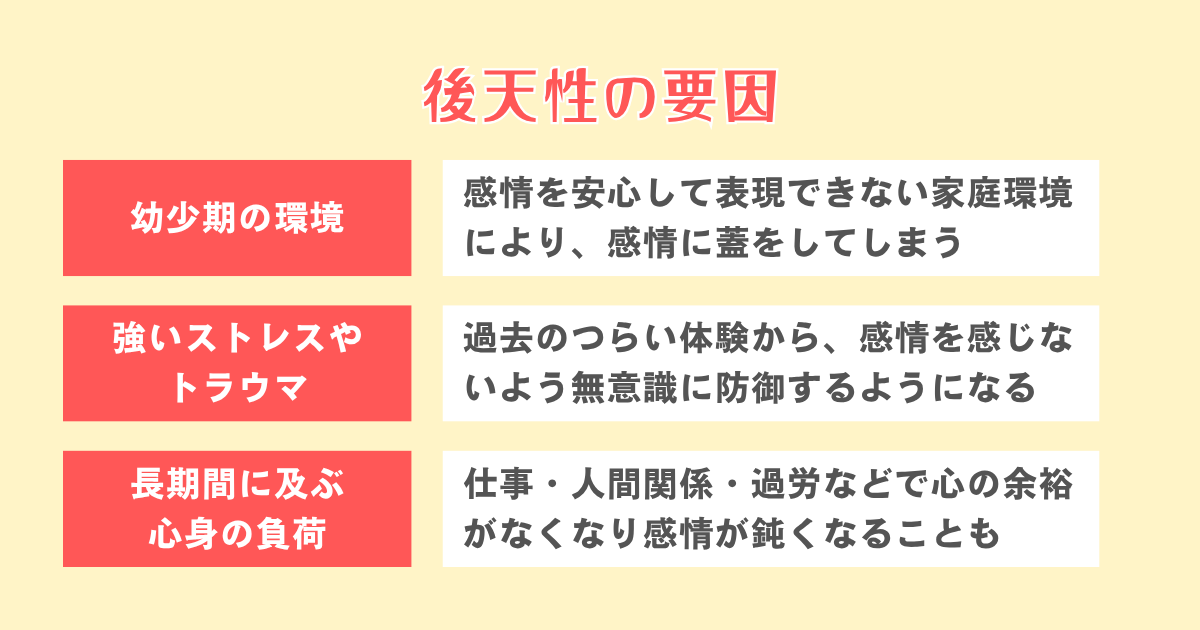 失感情症の原因（後天性）