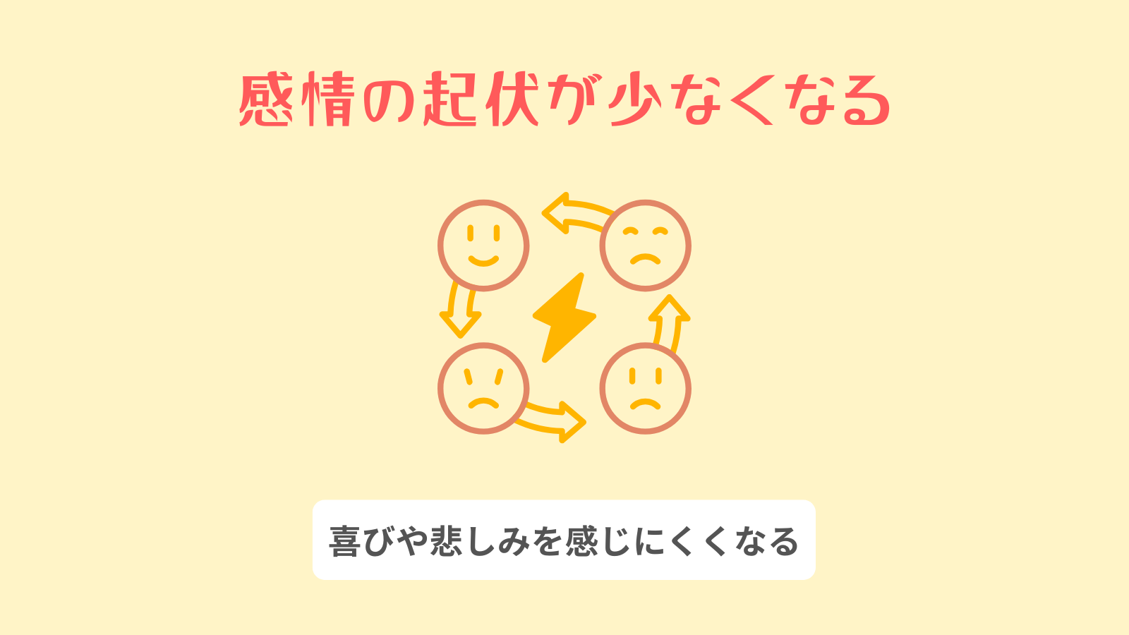 感情の起伏が少なくなる