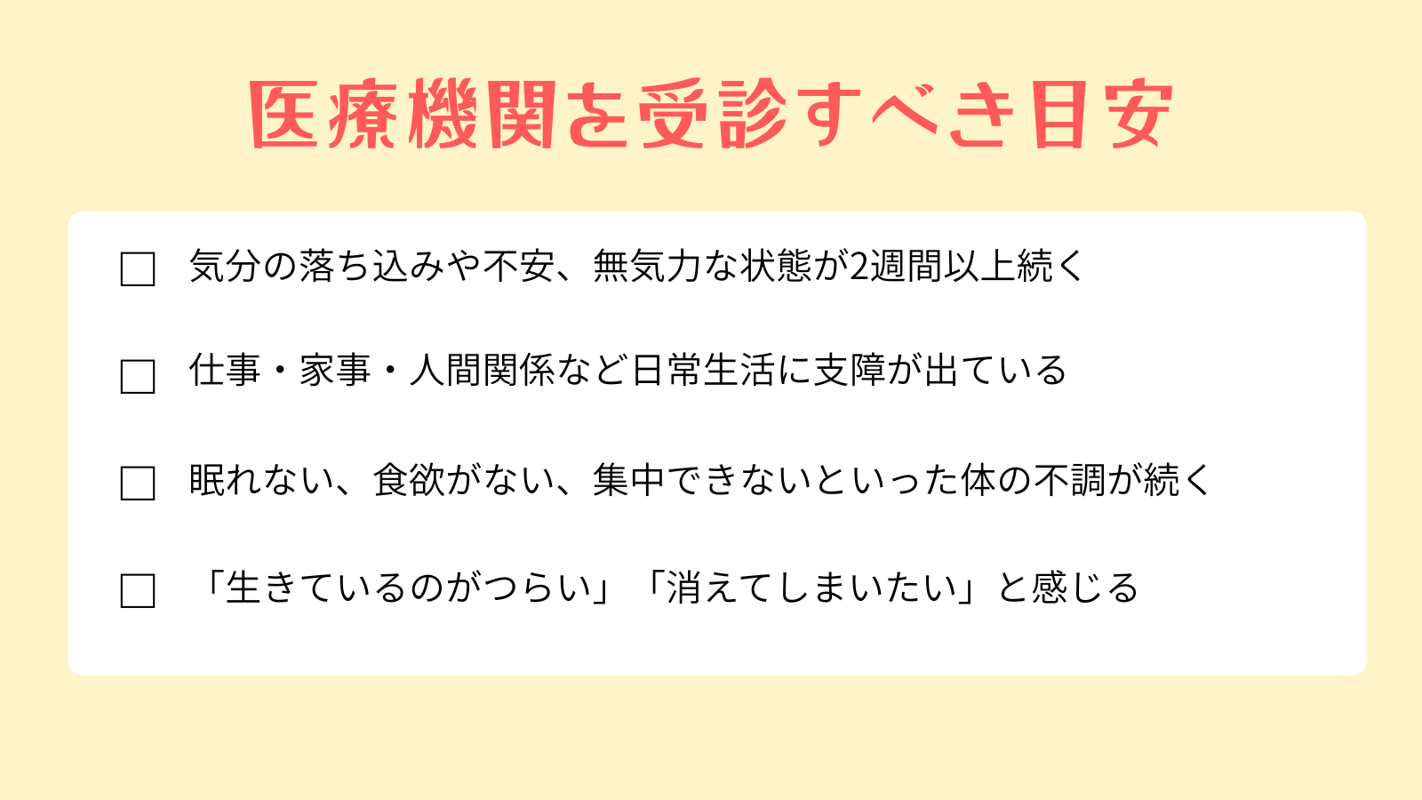 医療機関を受診すべき目安
