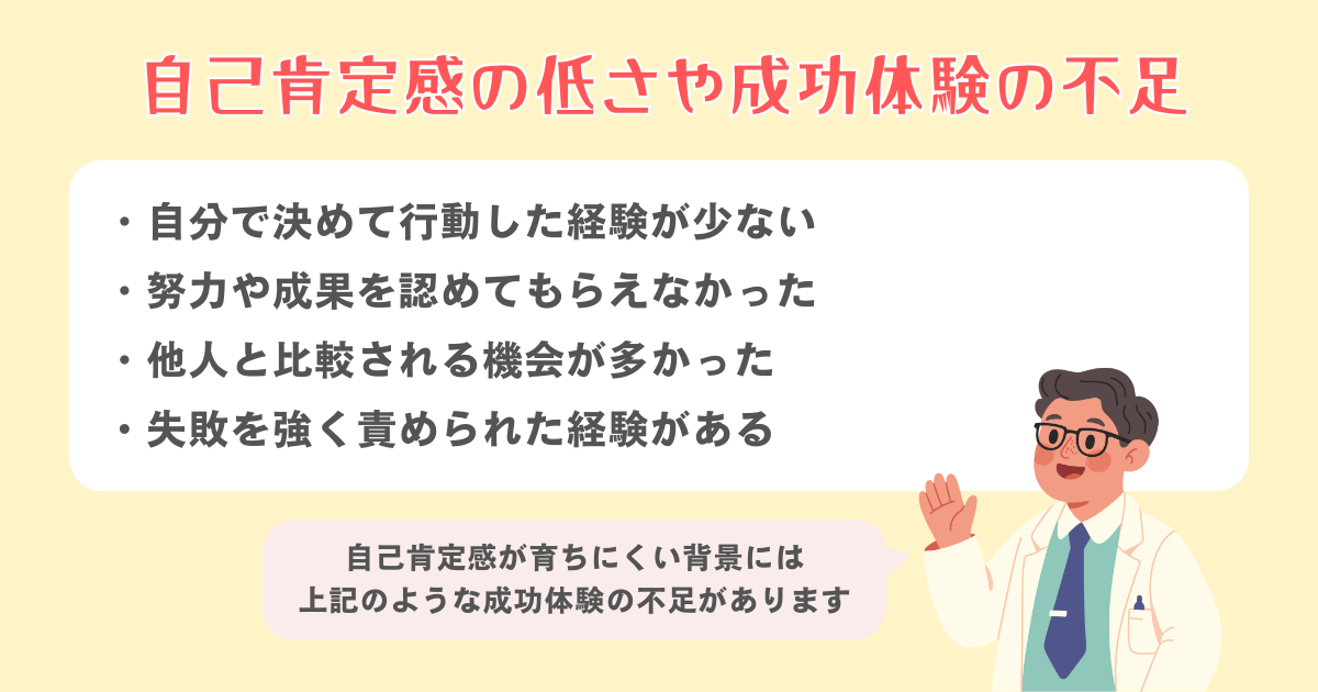自己肯定感の低さや成功体験の不足
